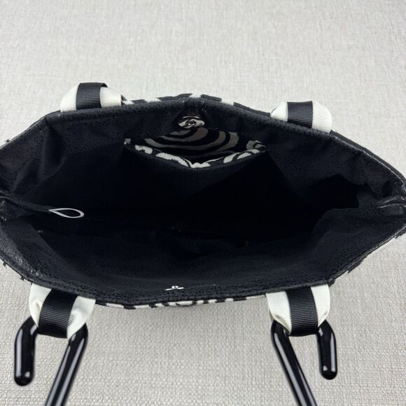 Pee Dee Bee Designes Bag Purse Black White Ribbon Detail 12”x 10” x 5” Handbag - Picture 7 of 13